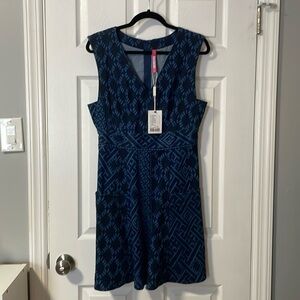 Anthropologie Plenty Tracy Reese Navy Printed Jean Dress with Pockets (s8)